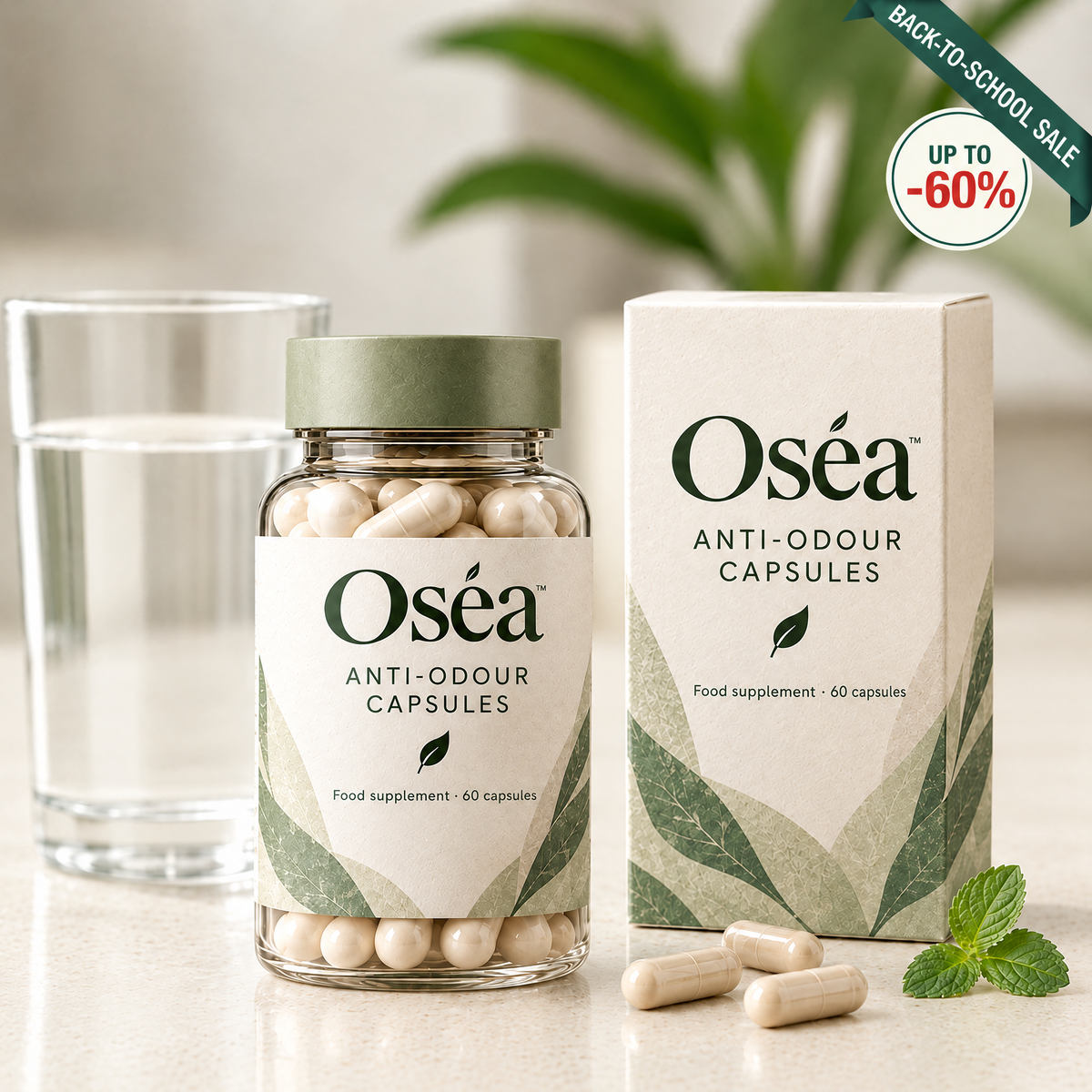 Oséa Anti-Odour Capsules – jar and box